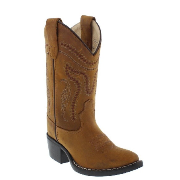 Old West Boys Brown Distressed J-Toe
