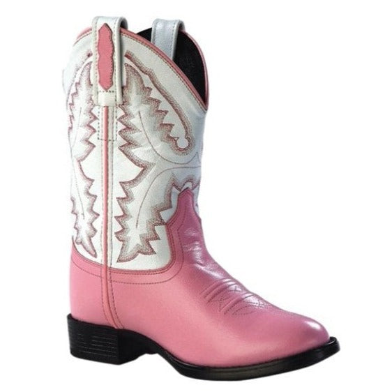 Old West Girls Pink And White Boot