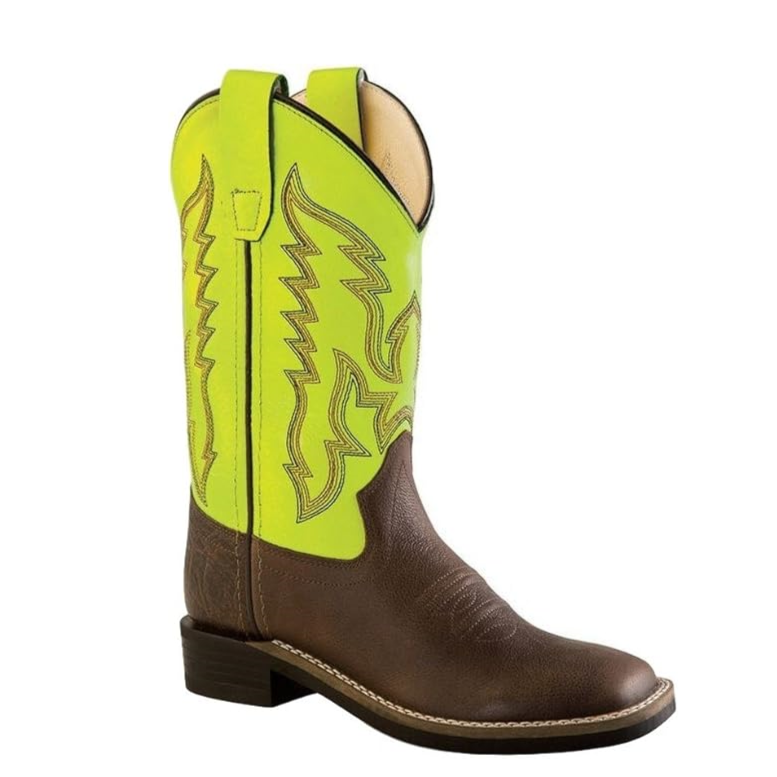 Old West Boys Neon Yellow Boot
