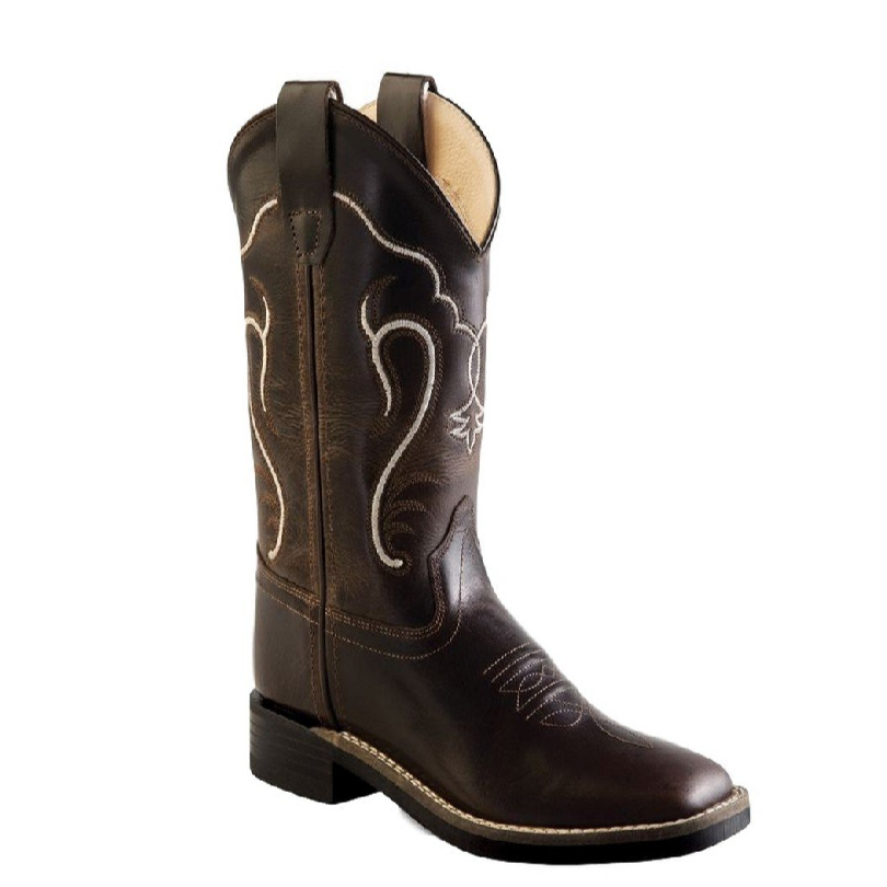 Old West Boys Brown Boot With White Stitching Western Boot