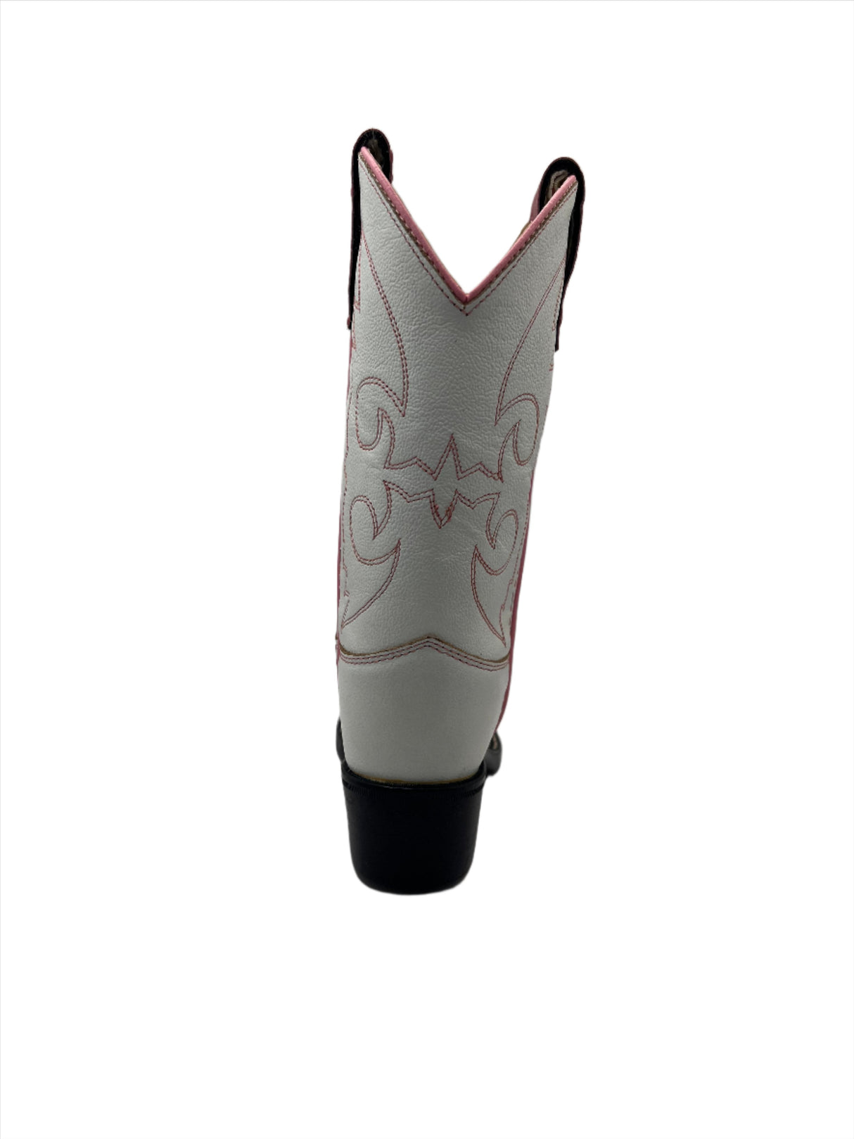 Old West White With Pink J Toe Boot