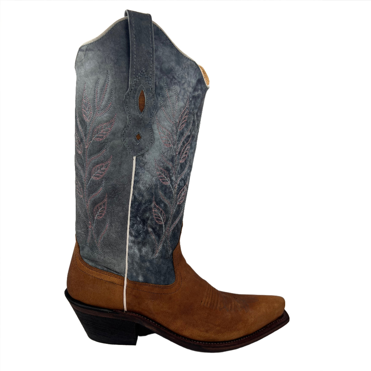 Old West Women's Oily Leather 12in Fancy Stitch Boot