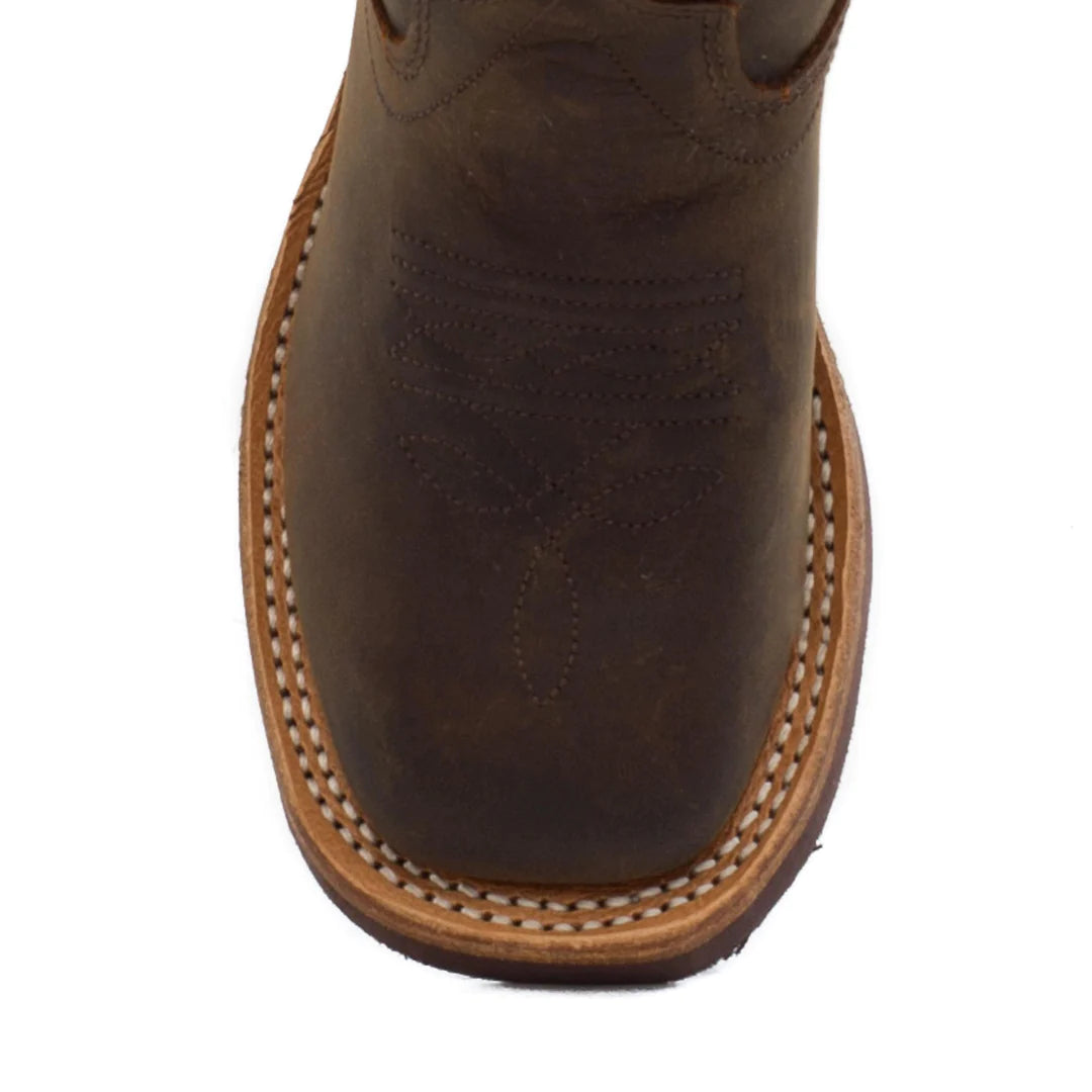Old West Boys Brown Boot With Embroidery