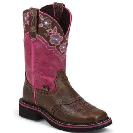 Justin Ladies  Gypsy Starlina Brown/Pink Western Boot