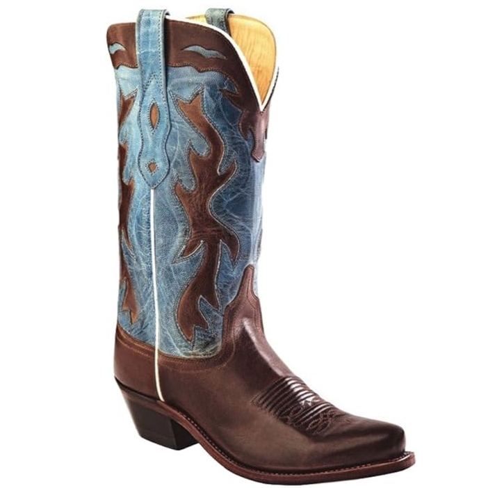 Old West Women's Vintage Inlay Shaft Snip Toe Chocolate Boot
