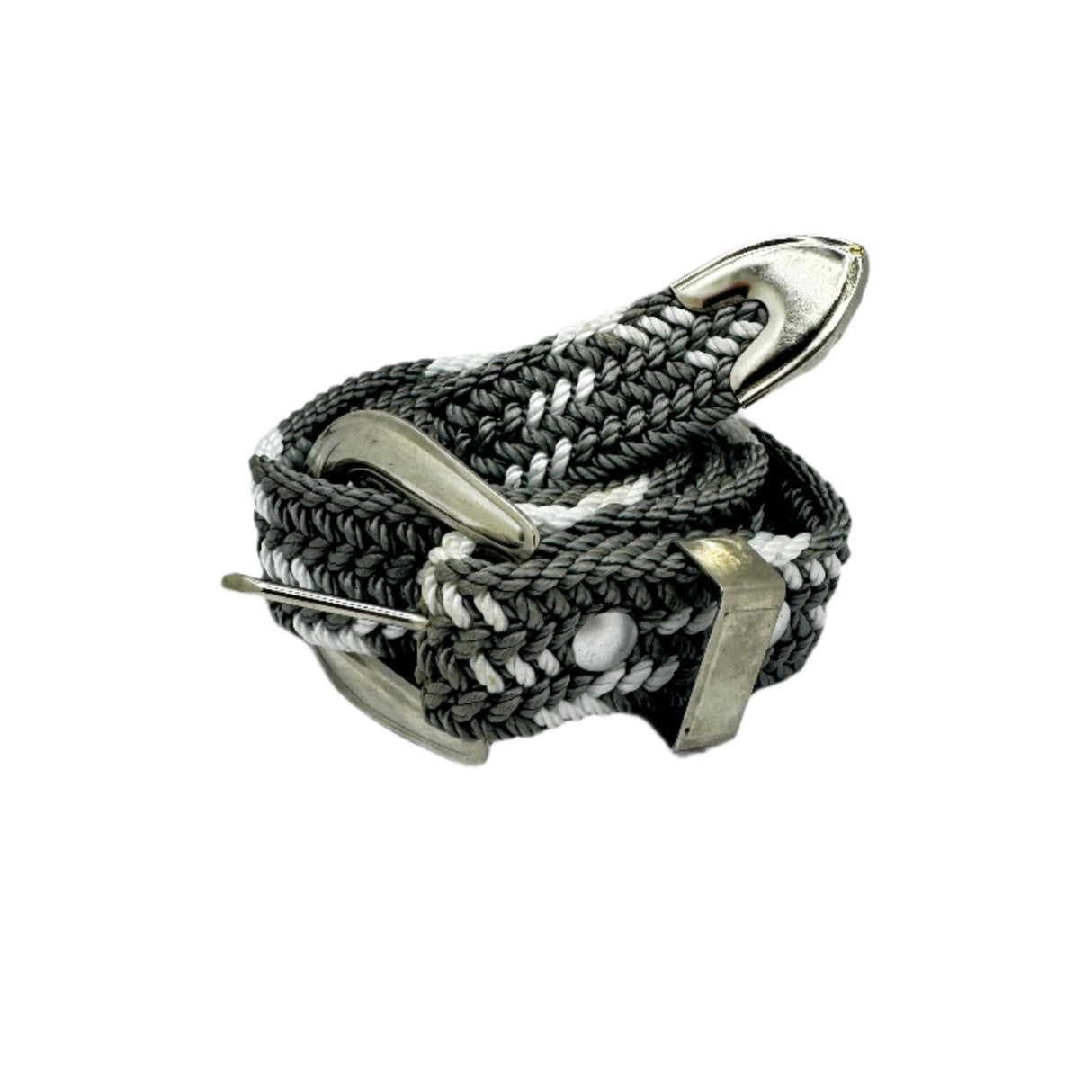 Lady's Thin Grey/White Braided Belt