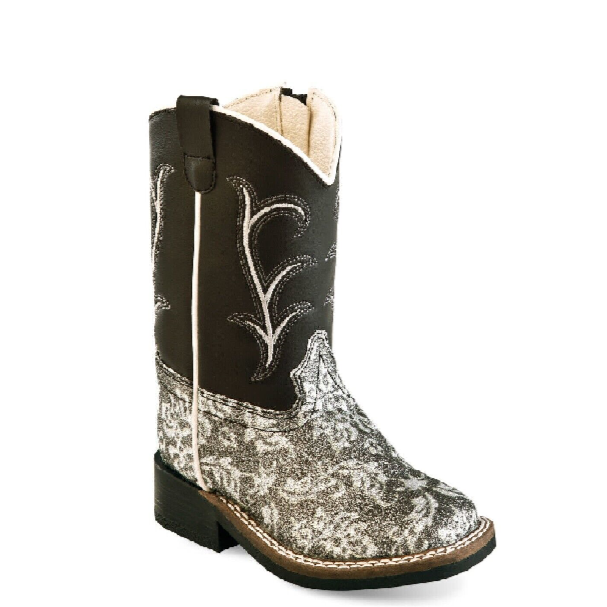 Old West Girls Floral Glitter Boot