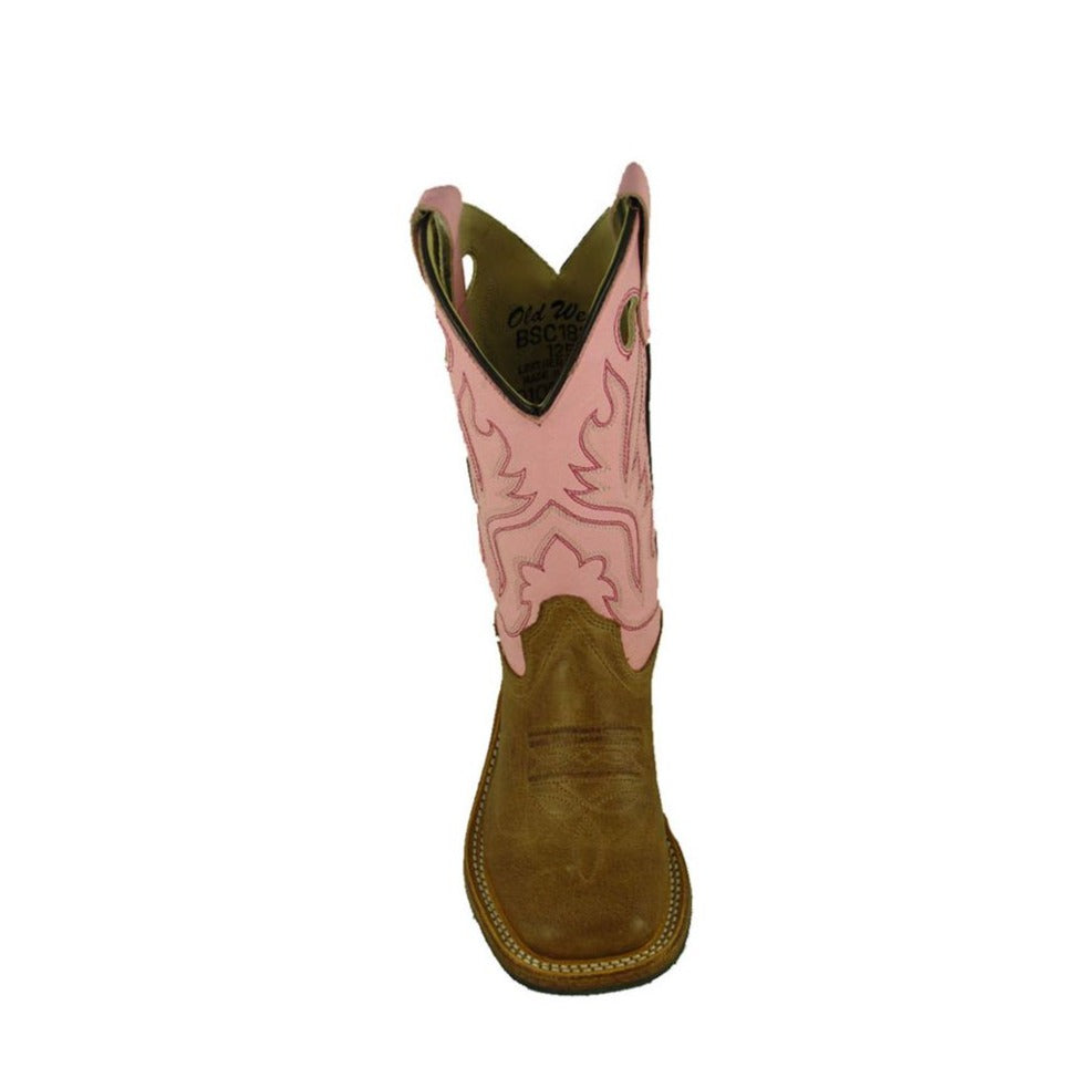 Old West Girls Pink And Tan Boot