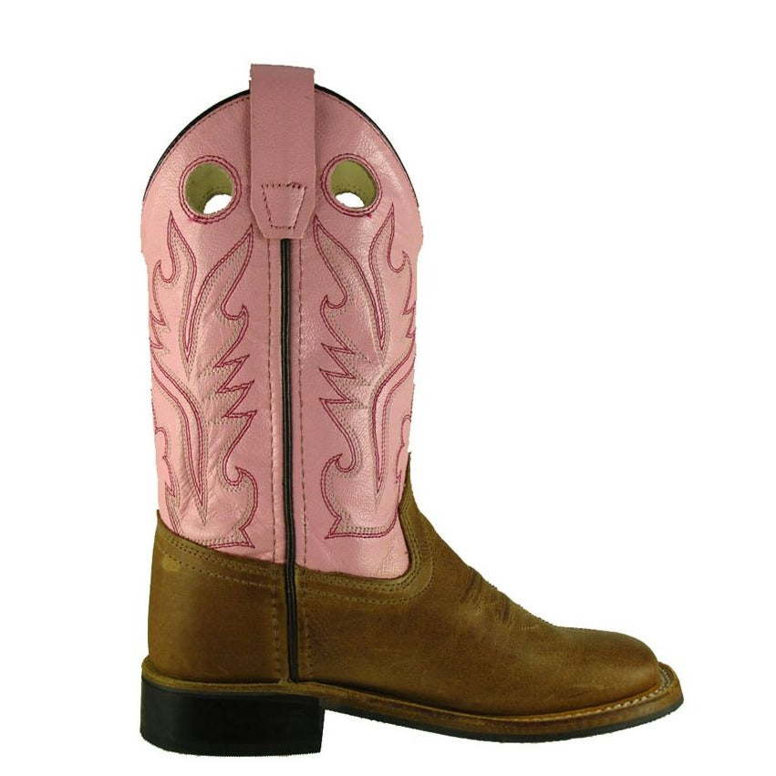 Old West Girls Pink And Tan Boot