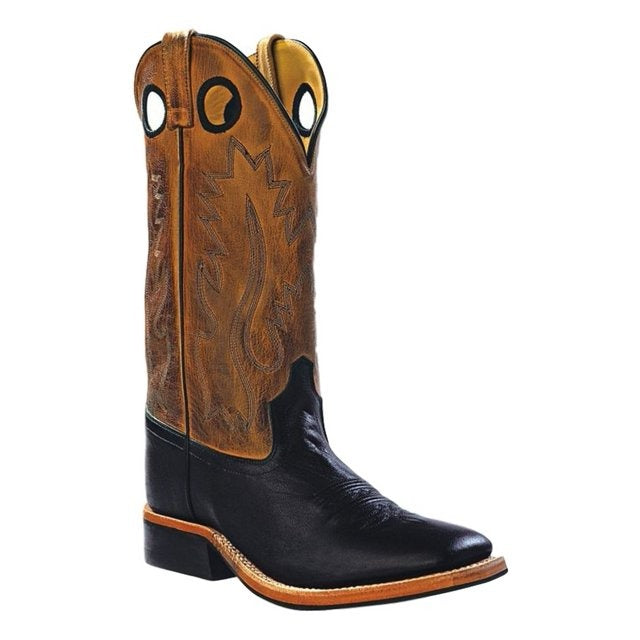 Old West Men's Square Rubber Black Tan Canyon Boot