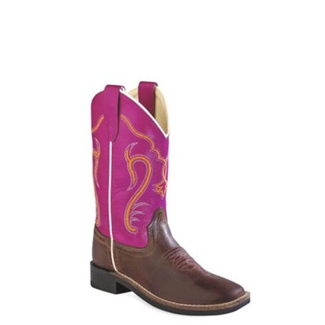 Old West Kids Brown/Hot Pink Boot