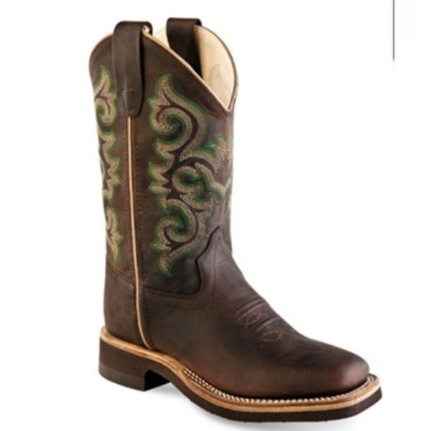 Old West Boys Brown Boot With Embroidery