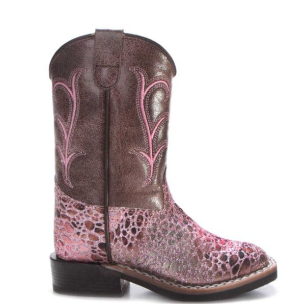 Old West Girls Pink/Crackle Boots