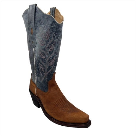 Old West Women's Oily Leather 12in Fancy Stitch Boot