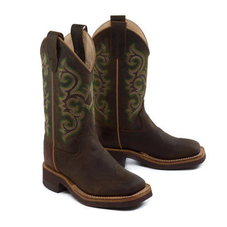 Old West Boys Brown Boot With Embroidery