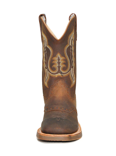 Old West Kids Corded Brown Distress Cowboy Boots