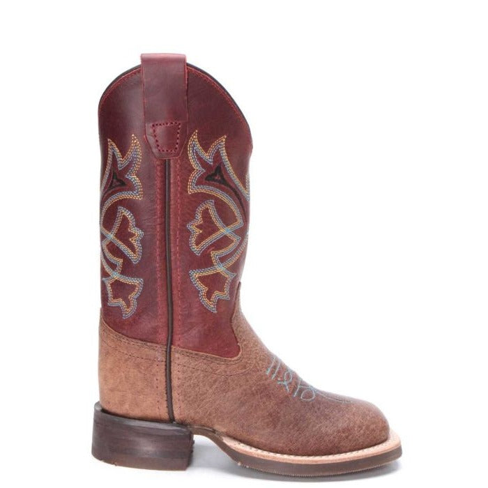 Old West Boys Rust Red Western Boot