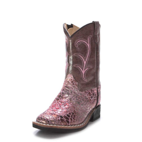 Old West Girls Pink/Crackle Boots