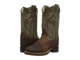 Old West Kids Green/ Brown Round Toe Boot